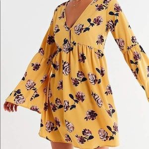 UO Babydoll Long Sleeve Mini Dress